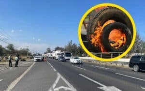 Manifestantes de plataformas digitales como Uber y DiDi cierran la México-Querétaro por San Gil autopista 57