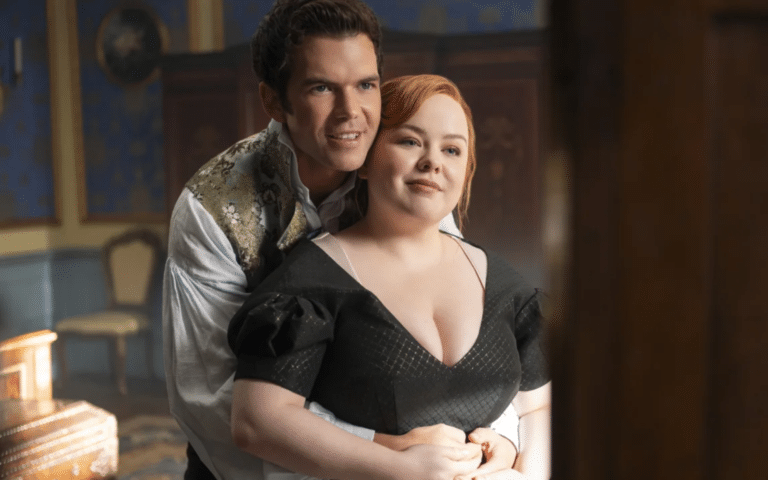 Colin (Luke Newton) y Penelope Bridgerton (Nicola Coughlan) en la temporada 4 de Los Bridgerton