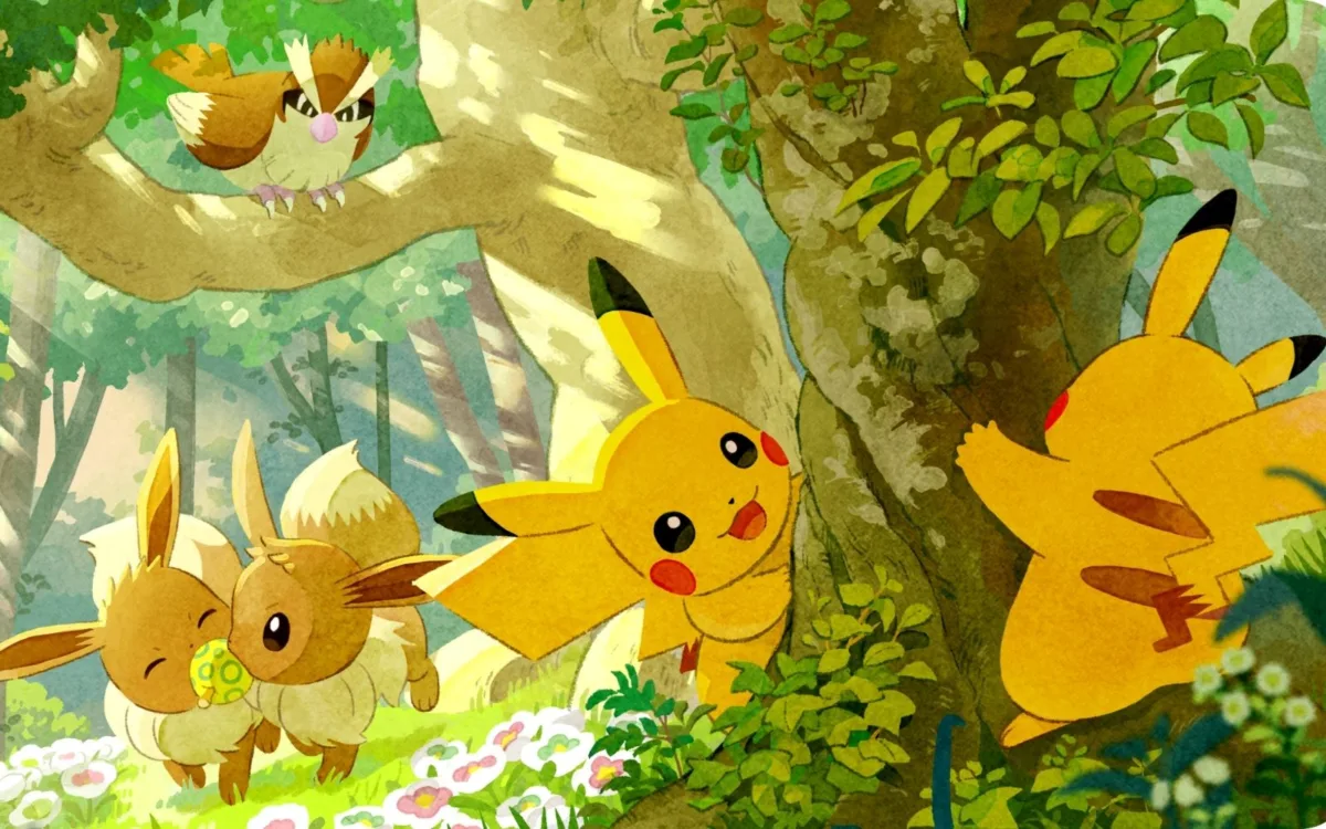 Bosque Pokémon: Un bosque exuberante y frondoso donde los Pokémon prosperan en estado salvaje.