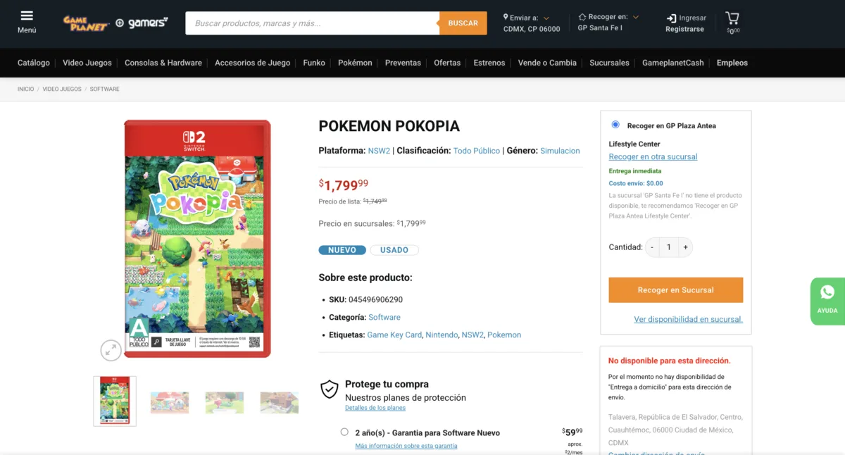 Compra Pokémon Pokopia en GamePlanet desde $1,799 pesos para versión física. Simulador de vida para Switch 2