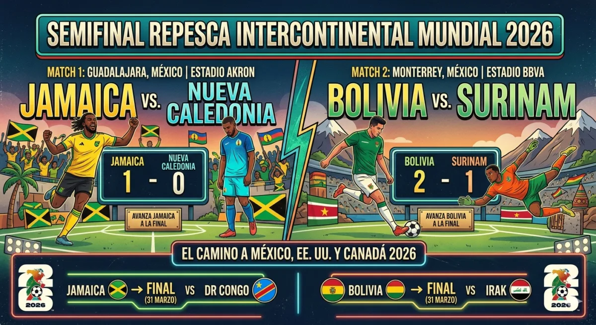 La antesala del Mundial 2026 está que arde y los últimos boletos ya tienen nombre para las finales del próximo martes. Aquí te traigo el resumen de lo que pasó en las semifinales de la repesca intercontinental disputadas este jueves 26 de marzo.