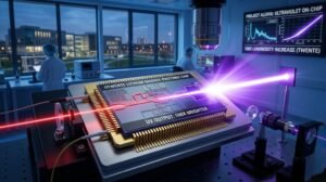 Primer chip fotónico capaz de emitir luz ultravioleta a niveles de miliwatts.