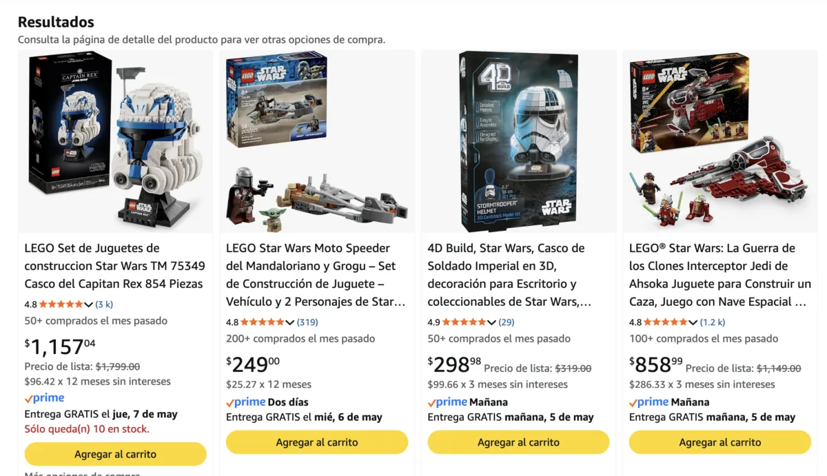 Star Wars Day en Amazon: Consigue sets de LEGO desde 349 pesos y con meses sin intereses