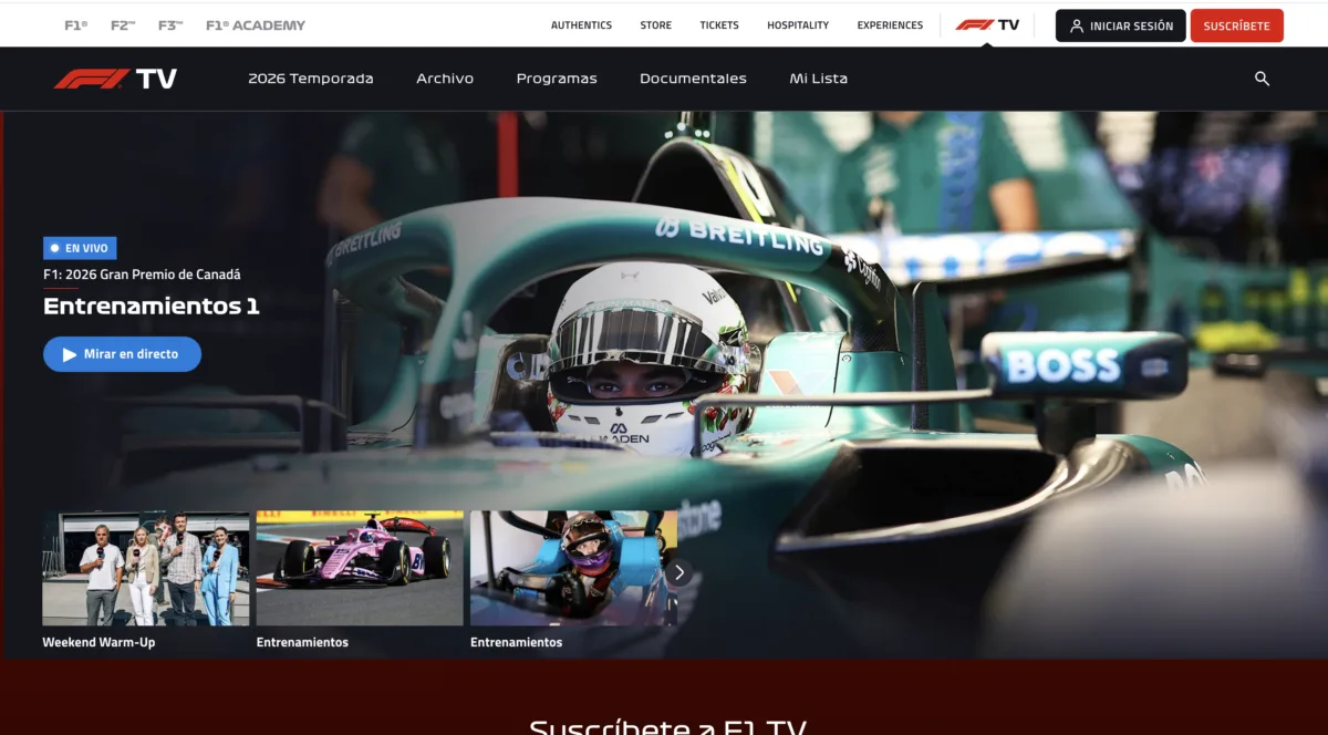 F1TV plataforma para ver Fórmula 1 en streaming Practicas, Sprints, Qualys y Carreras en México