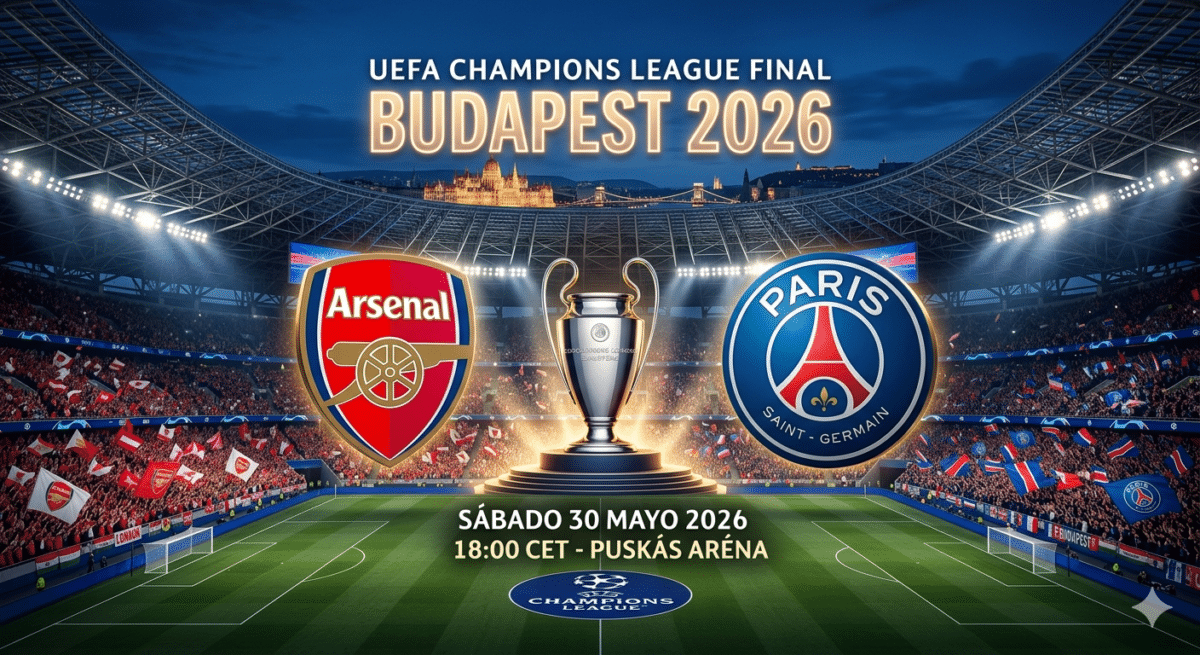 El planeta fútbol se detiene. Este sábado 30 de mayo de 2026, el imponente Puskás Aréna de Budapest será el epicentro del deporte mundial cuando el Paris Saint-Germain (PSG) y el Arsenal F.C.