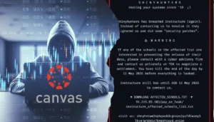 Pantalla de acceso a Canvas con aviso de seguridad y protección de datos digitales.