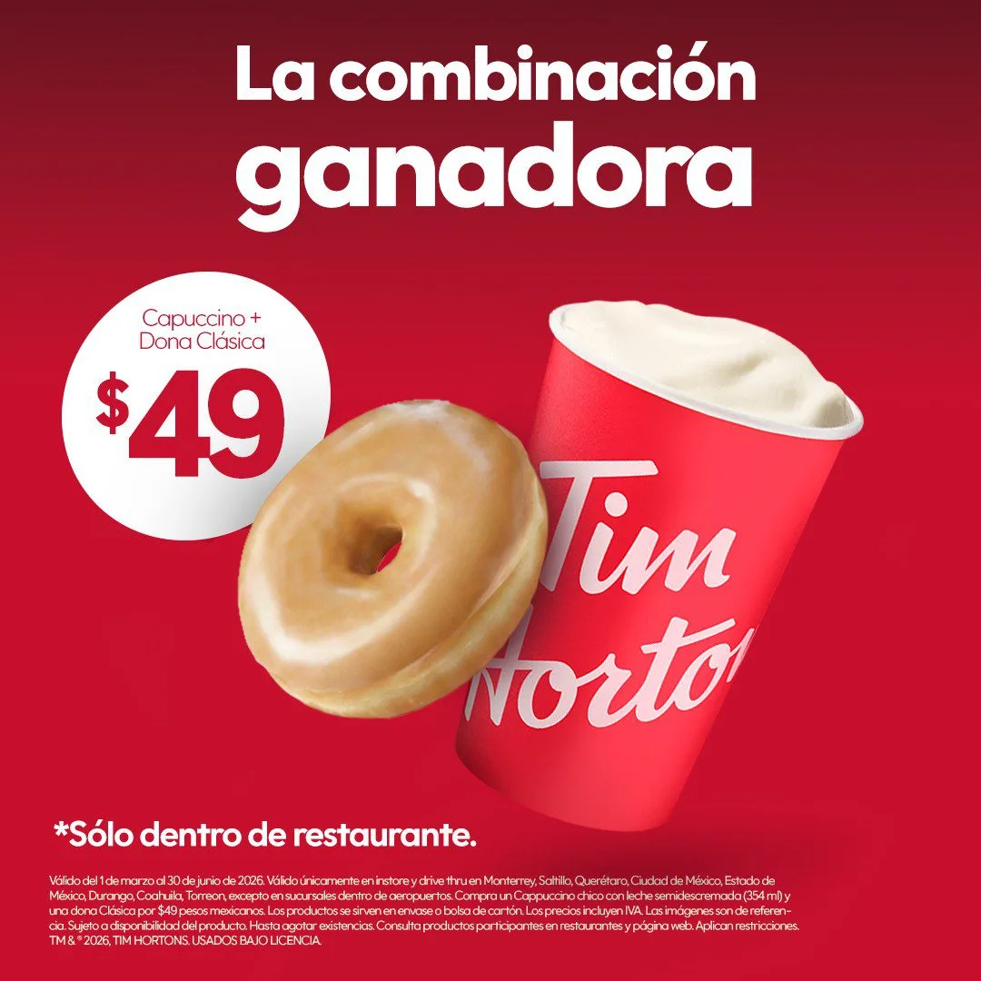 Promociones · Café + dona clásica. 