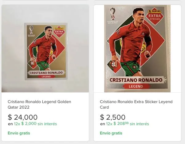 El mito de las Extra Stickers base en plataformas de reventa. Fuente: TUDN