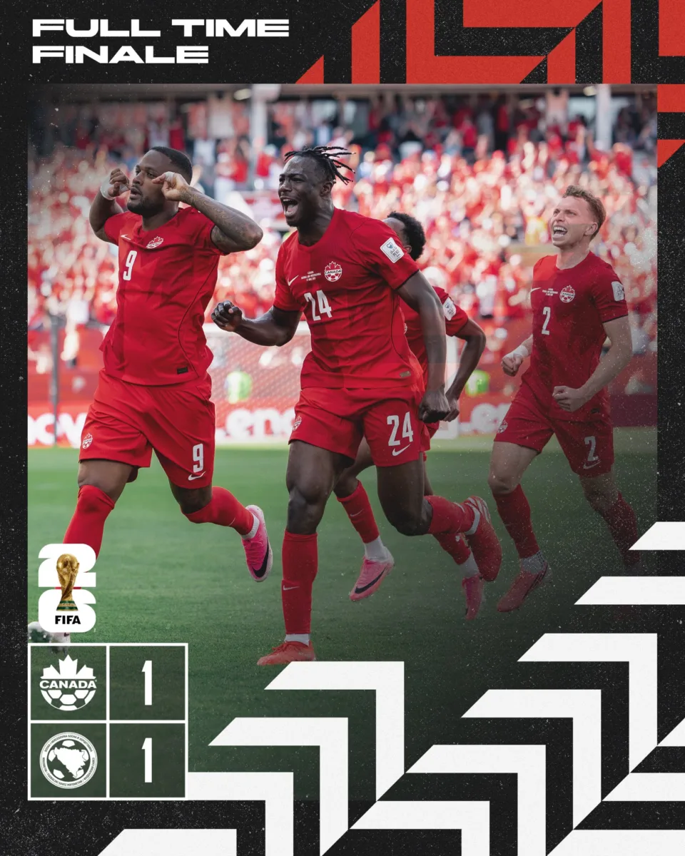 Canadá empata a Bosnia con un gol en este Mundial 2026