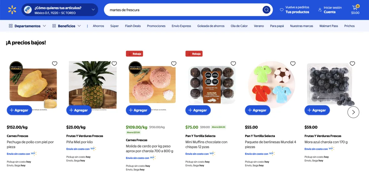 Compra Molida de Cerdo por $109 pesos el kg este Martes de Frescura Walmart 2 de junio.