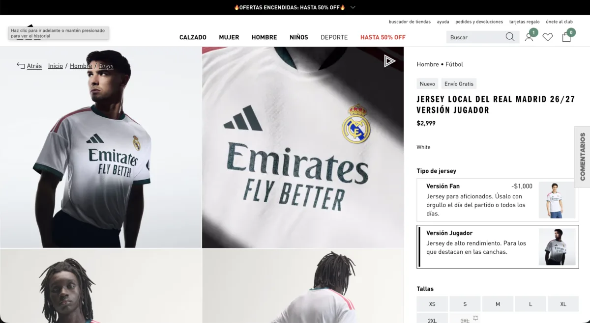Precios y dónde comprar la nueva camiseta del Real Madrid 2026/2027. Conoce las versiones fan y jugador disponibles desde hoy en México.