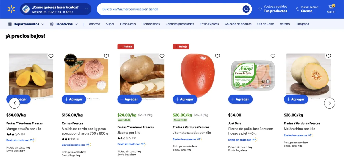Rebaja del Jitomate Saladet $26 pesos por kilo y Jícama por kilo a $24 pesos por el martes de frescura walmart 23 de junio 2026.