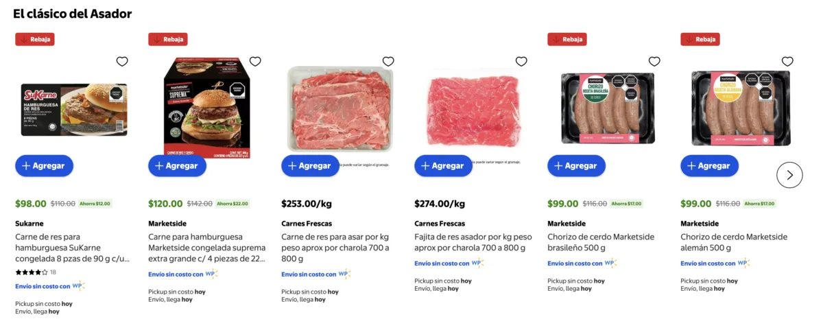 Conoce los precios del Martes de Frescura Walmart: carne de res SuKarne hamburguesa a 98 pesos, carne hamburguesa Marketside extra grande a 120 pesos, chorizo Marketside a 99 pesos y más ofertas.