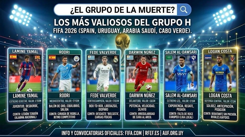 De Lamine Yamal a Fede Valverde: Los cracks que romperán las redes en el Grupo H del Mundial 2026