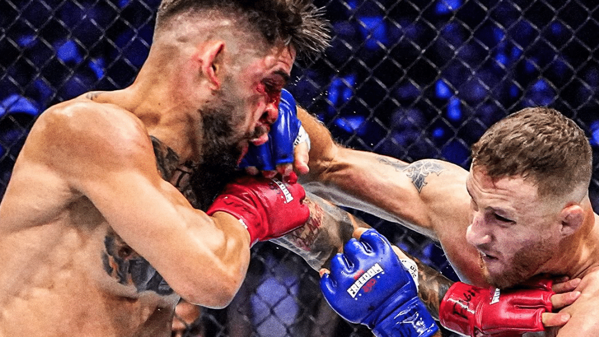El peleador Ilia Topuria con la visión reducida durante su duro combate contra Justin Gaethje por el campeonato de la UFC.