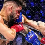 El peleador Ilia Topuria con la visión reducida durante su duro combate contra Justin Gaethje por el campeonato de la UFC.