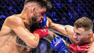 El peleador Ilia Topuria con la visión reducida durante su duro combate contra Justin Gaethje por el campeonato de la UFC.