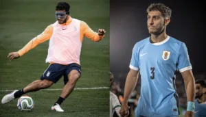 Sebastián Cáceres atrajo todas las miradas al utilizar una máscara protectora durante el enfrentamiento contra Arabia Saudita.