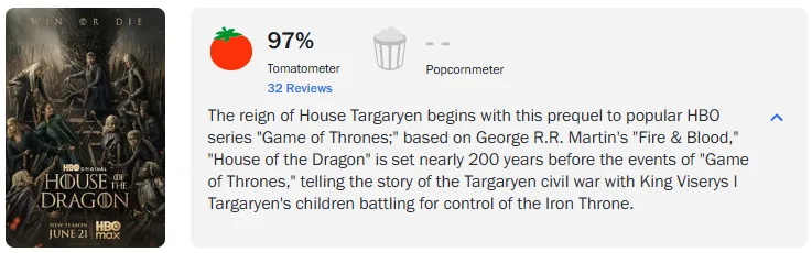 Rotten Tomatoes - House of the Dragon Season 3 Tomato Meter & Reviews