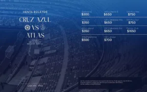 Los boletos para el partido entre Cruz Azul y Atlas oscilan entre los $300 y los $1,650 pesos