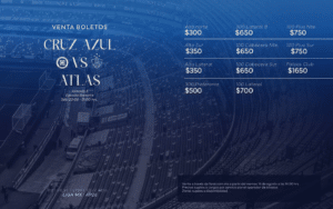 Los boletos para el partido entre Cruz Azul y Atlas oscilan entre los $300 y los $1,650 pesos