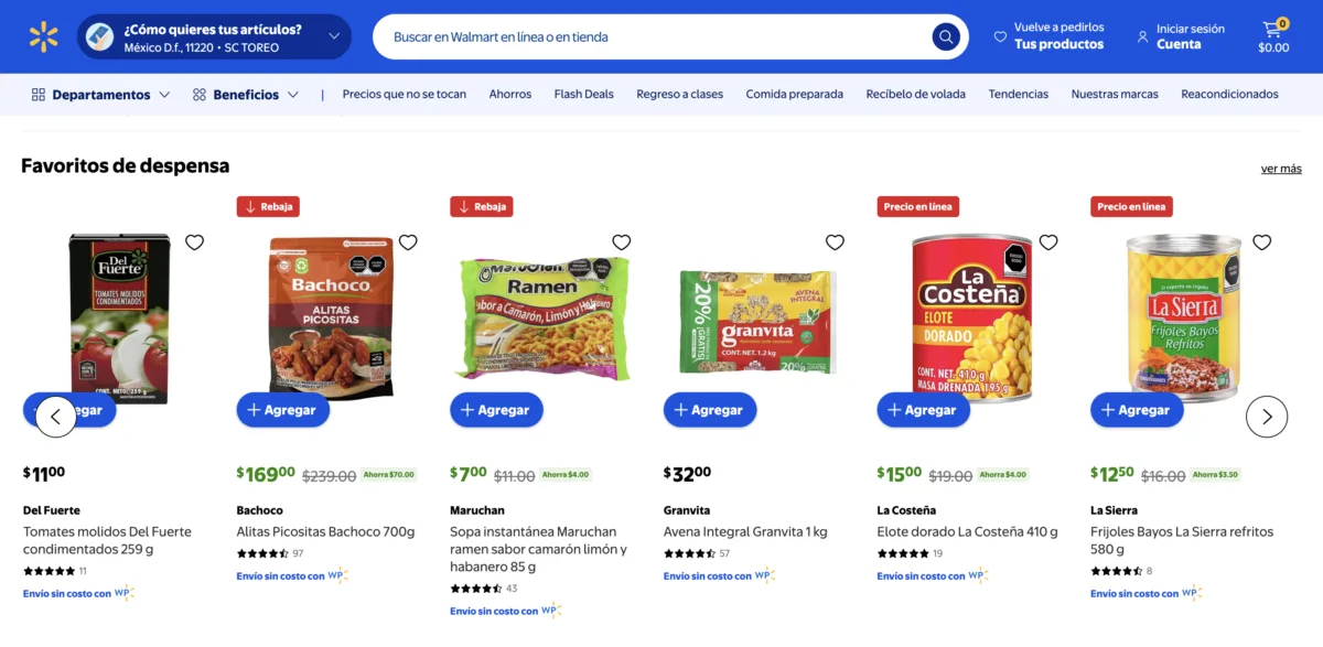 Sopa Maruchan a $7 pesos y frijoles La Sierra a $12.50 en el folleto quincenal de Walmart del 25 de agosto de 2026