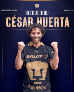 César "Chino" Huerta regresa oficialmente a los Pumas de la UNAM