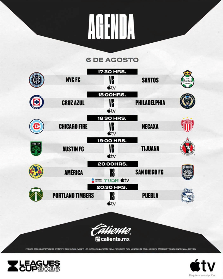Destacan el debut histórico del América recibiendo al San Diego FC en México y la visita del campeón Cruz Azul a Philadelphia Union.