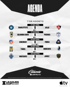 La Jornada 2 de la Leagues Cup arranca este viernes 7 de agosto de 2026 con cuatro atractivos duelos entre la Liga MX y la MLS.