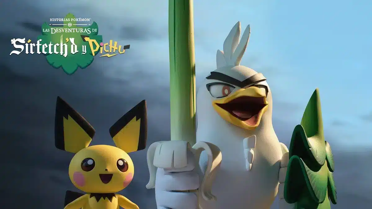 Sirfetch’d y Pichu en la serie stop motion de Pokémon y Aardman