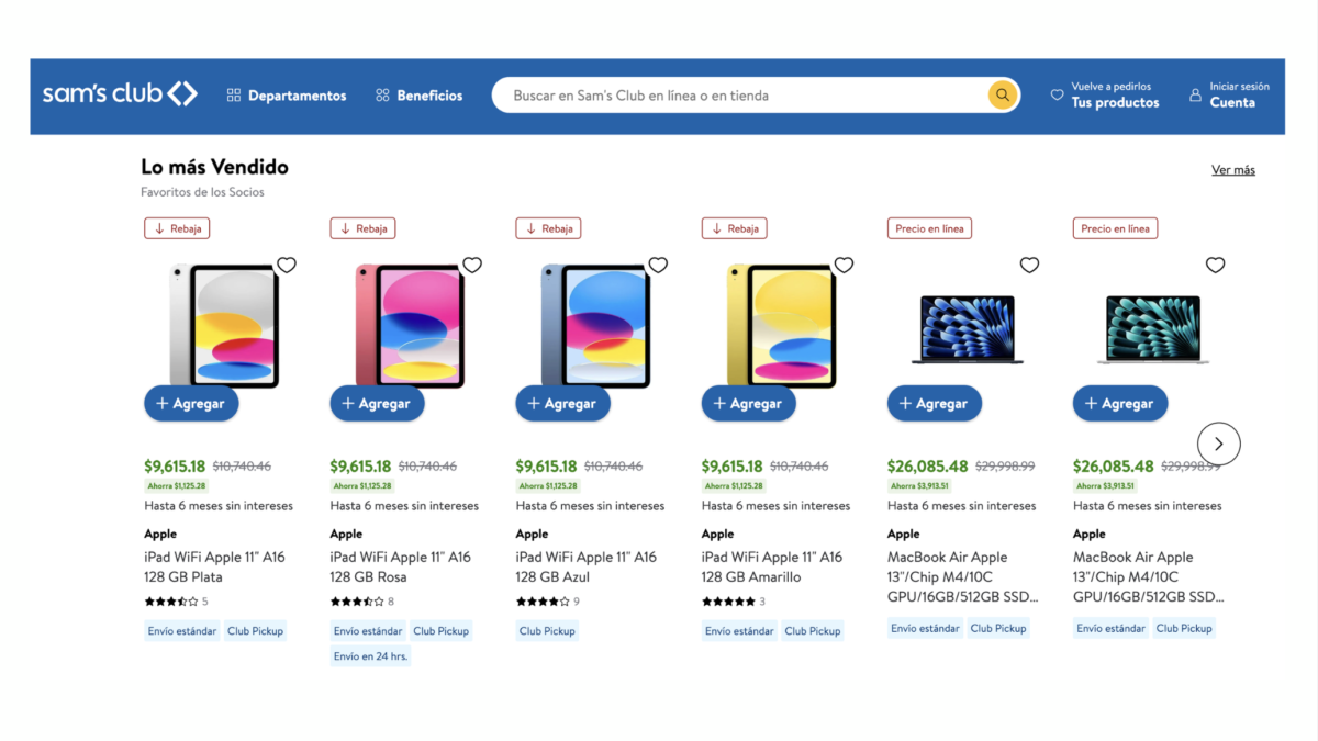 Rebajas Apple en Sam's Club del 17 al 20 de septiembre hasta 6 MSI en Macbooks y iPads