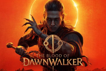 Coen, protagonista de The Blood of Dawnwalker, empuña su espada en un bosque medieval al anochecer
