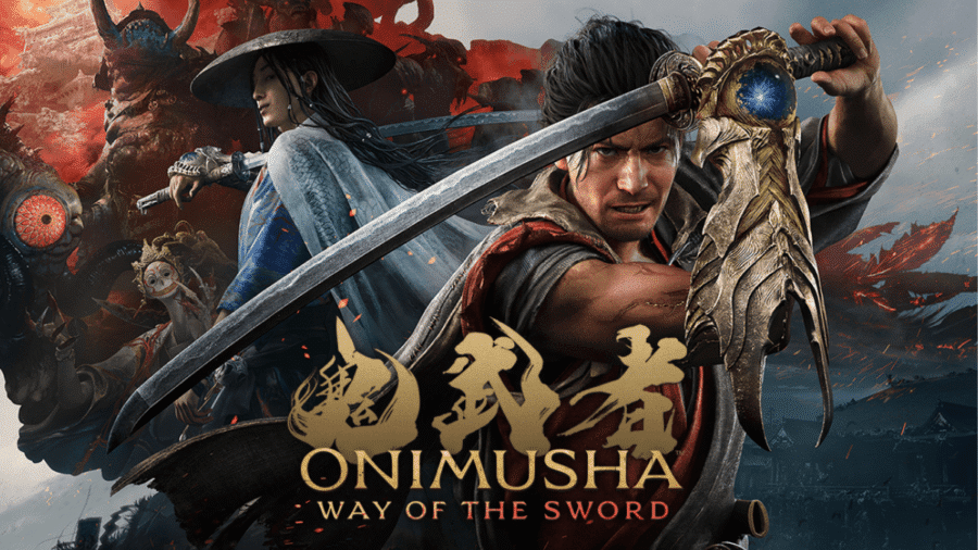 Miyamoto Musashi con el Guantelete Oni en Onimusha: Way of the Sword, con el rostro modelado en Toshiro Mifune