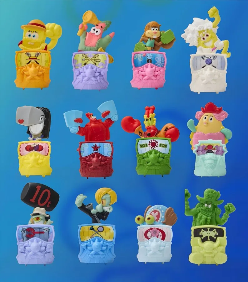 Estos son los coleccionables de Bob Esponja y One Piece de la cajita feliz de McDonalds que llegan mañana 15 de Septiembre de 2026