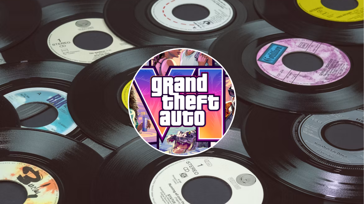 Fotografía de un disco de vinilo con el logotipo de Grand Theft Auto VI junto a billetes de pesos mexicanos, ilustrando el cálculo de su costo en México.