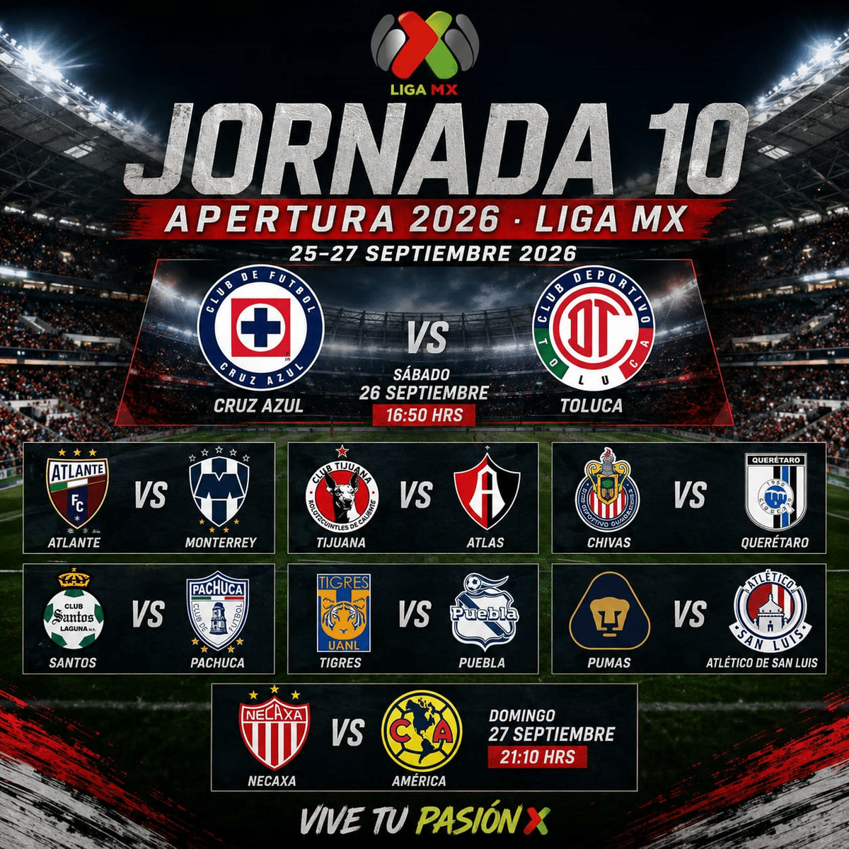 La Jornada 10 del Apertura 2026 se jugará de forma inédita durante la Fecha FIFA, dejando una Liga MX mermada con 28 bajas oficiales debido a las convocatorias internacionales.