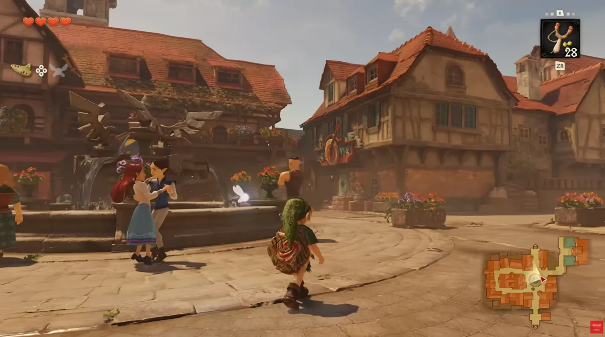 Link caminando por Hyrule en el Gameplay del remake Ocarina of time
