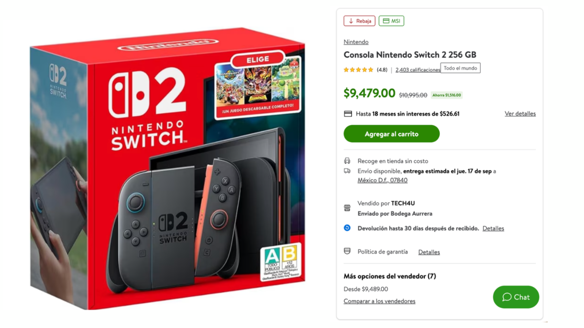Nintendo Switch 2 de 256 GB a $9,479 pesos en Bodega Aurrera, por debajo de Amazon y del bundle con juego