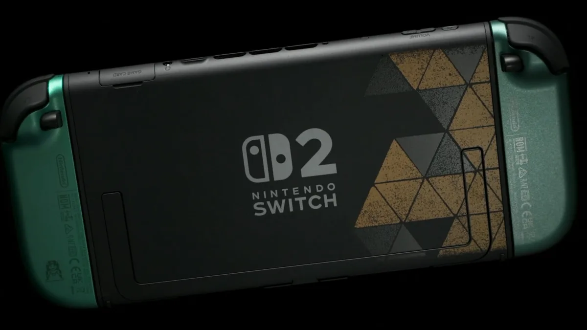 Parte trasera de la switch 2 edición especial del 40 aniversario de The Legend of Zelda