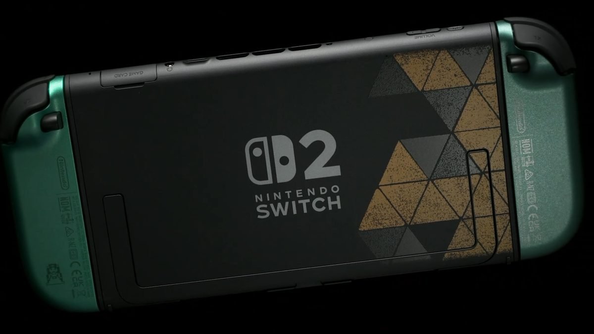 Parte trasera de la switch 2 edición especial del 40 aniversario de The Legend of Zelda