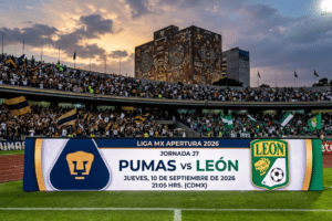 Pumas y León se enfrentan esta noche a las 21:05 horas en el Estadio Olímpico Universitario en su partido pendiente de la Jornada 7 del Apertura 2026.