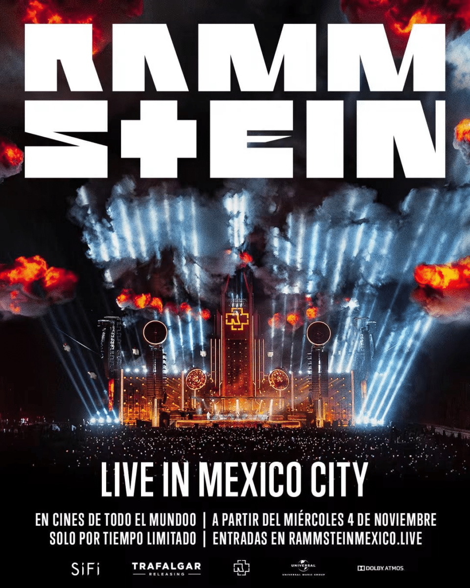 La banda alemana Rammstein estrenará su película de concierto "Live in Mexico City" en cines mexicanos el 4 de noviembre de 2026.