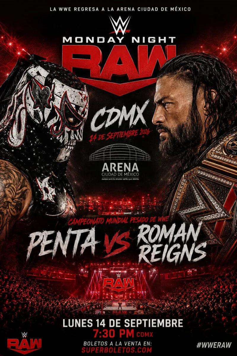 WWE Monday Night Raw regresa hoy 14 de septiembre a la Arena CDMX tras 15 años de ausencia, en un histórico evento transmitido en vivo por Netflix a las 18:00 horas.