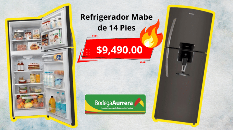 Refrigerador Mabe Más Vendido baja a $9,490 pesos en Bodega Aurrera.