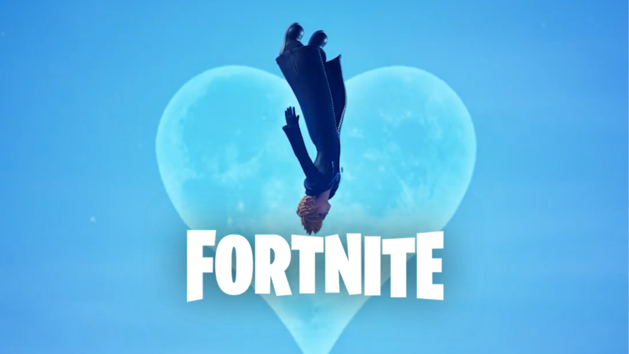 Ilustración de Sora, personaje de Kingdom Hearts, sosteniendo su Llave Espada dentro de la ambientación de Fortnite, junto a un cálculo de precio en pesos mexicanos.