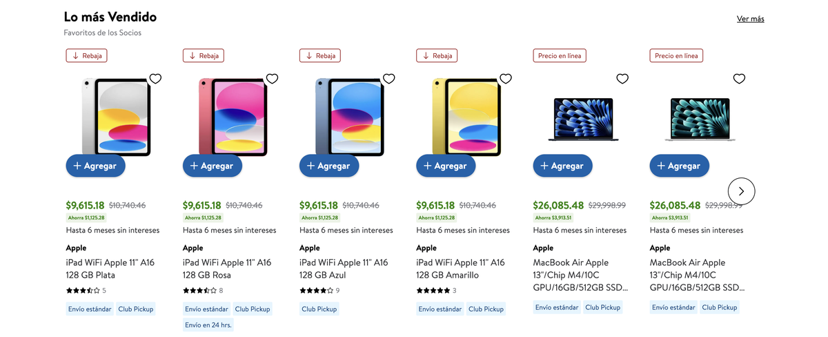 Rebajas en iPads de 11 pulgadas, MacBook Air M4, iPhones y AirPods en Sam's Club en línea