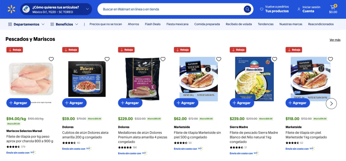 Medallones de atún Dolores rebajados de $322 a $229 pesos en la sección de Pescados y Mariscos de Walmart durante este 8 de septiembre