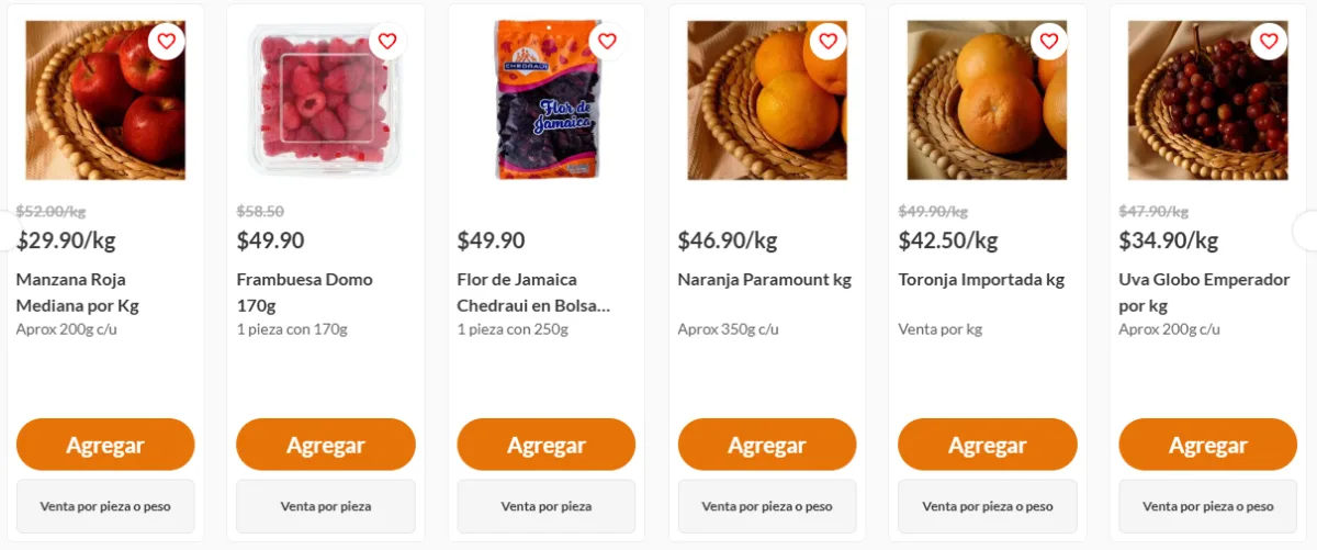 Precios del Martimiércoles Chedraui en manzana roja, frambuesa, flor de Jamaica, naranja Paramount, toronja y uva Globo Emperador