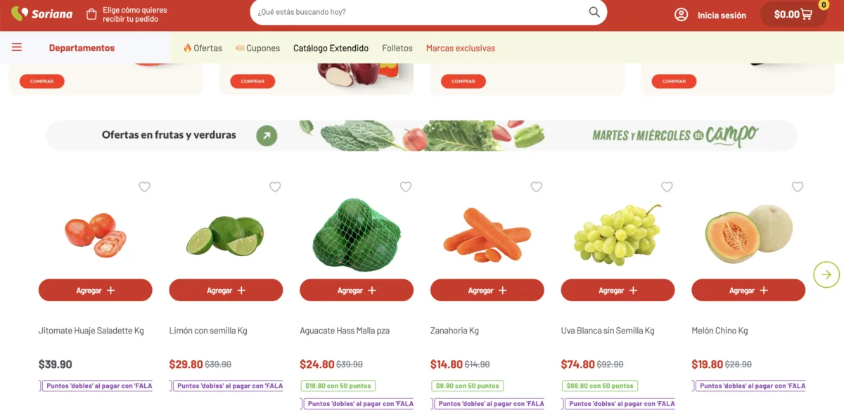 Aguacate Hass en malla a $24.80 pesos y zanahoria a $14.80 el kilo en las ofertas de frutas y verduras de Soriana el 8 de septiembre