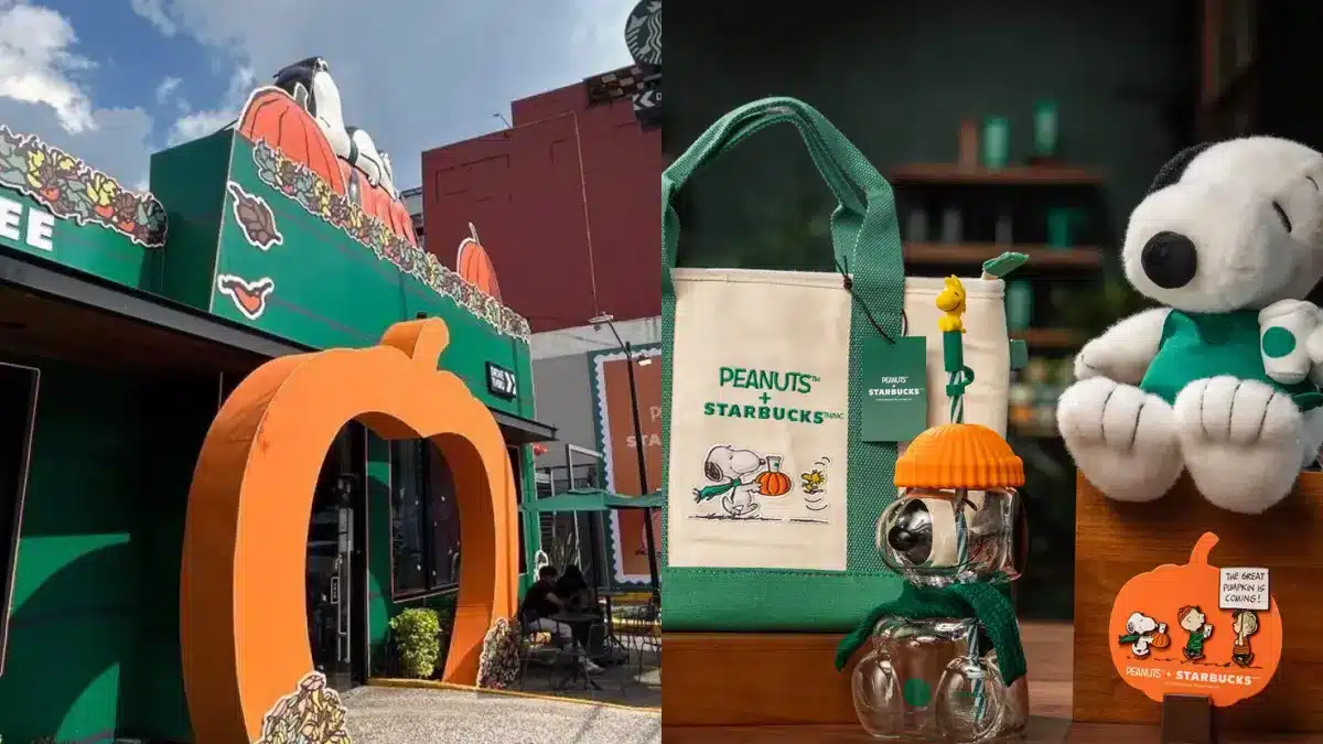 Sucursal temática de Starbucks y Snoopy en CDMX